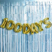 100 DAYS 은박풍선 커튼 세트, 골드, 1세트