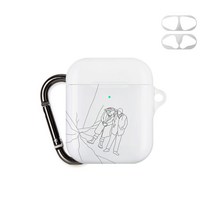 머큐리 흑백 키링 디자인 에어팟 케이스 + 철가루 방지 스티커, 빙판깨짐