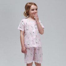 미니케이 아동용 핑크바니 5부 거즈면 실내복 상하의 세트