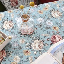 데코토닉 빈티지 식탁보, 블루, 130 x 210cm