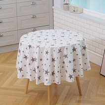원형 식탁보, 슈팅스타 화이트, 130 x 130 cm (80cm용)