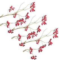 블럭마트 조화 방울 열매가지 웨딩장식꽃 3p, 레드