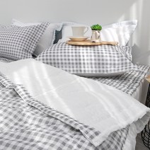 라몬떼 썸머 체크 뱀부 순면 프릴 누빔이불, 그레이