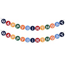 리빙다 펠트 원형 생일 가랜드 무지개 2p, 혼합색상