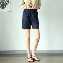 빼빼 여성용 통기성 밴딩 린넨 반바지