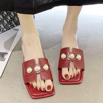 마켓에이 쓰리 빅진주 스퀘어 플랫 슬리퍼