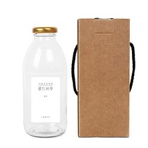 원형 골드캡 밀크티병 500ml + 심플콜드브루S 병라벨 스티커 + 박스, 10세트