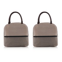 알럽홈 스트라이프 보냉 가방 2p, 커피