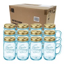 보르미올리 콰트로 스타지오니 핸들자 유리저장병 블루, 415ml, 12개