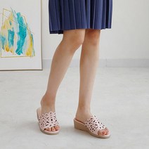 여성용 하늘하늘 펀칭 뮬슬리퍼 4cm