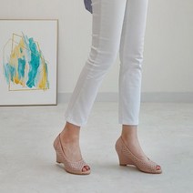 미스제인 더높은 펀칭 오픈토 웨지힐 7cm