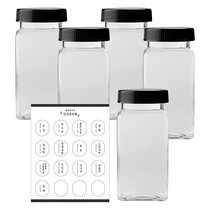홈앤라이프 사각 허브 러그 양념통 세트 300ml 5p + 소소 스티커