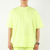 빌락트 특양면 오버핏 라운드 넥시보리 반팔 맨투맨 티셔츠