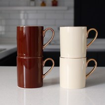 에크렌 24K골드 머그컵 300ml 2종 x 2p 세트, 베이지, 다크브라운, 1세트