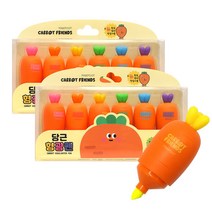 핑크풋 6000 당근 통통 형광펜 6종 세트, PINK, ORANGE, YELLOW, GREEN, BLUE, PURPLE, 2세트