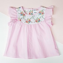 일라엘 여아용 프릴 민소매 플라워 블라우스