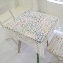 바이데코 블루밍 자카드 레이스 사각 식탁보, 화이트, 120 x 160 cm