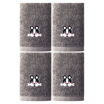 소프트터치 마이독 자수 수건 150g 코마사, 프렌치불독, 4개