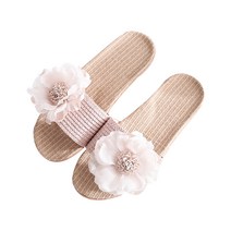 앤티스 빅플라워 라탄 논슬립 거실화, 핑크