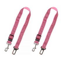 알럽카 반려동물 차량용 목줄 안전벨트, 핑크 호피, 2개