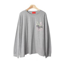 여성용 스타틴 컬러 나염 박시 긴팔 티셔츠