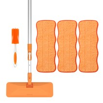 캐치맙 원터치 이지밀대 오렌지   물결패드 오렌지 3p   실리콘 브러쉬, 1세트