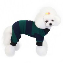 파스텔펫 배색 스트라이프 올인원, 그린