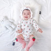 구름위에햇님 아동용 봄가을 체리 롬퍼 + 모자 세트