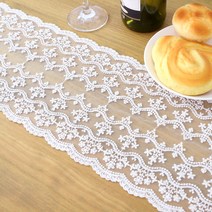 해피툴 퓨어 레이스 러너 매트, 백아이보리, 가로 60cm x 세로 19cm