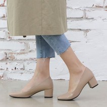 포브슈즈 여성 헤브니 클래식 청키 민자 펌프스 힐