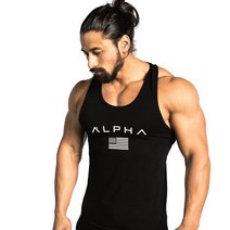 ALPHA 남성용 짐웨어 머슬핏 헬스 나시