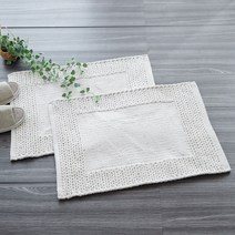 라뽐므 코튼 핸드메이드 카시아 러그 매트 2p, 아이보리