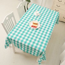 알럽홈 컬러체크 웨이브 정사각형 식탁보, 민트, 90 x 90 cm
