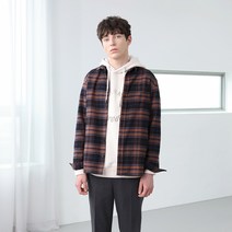 베이직하우스 남성용 코튼 플란넬 빅체크 기본카라 셔츠 HUWS7107