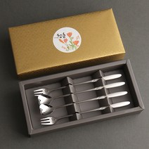 인스푼 엔젤하트 롱앤롱 생신답례품A 세트, 6개, 롱티스푼 2p + 롱포크 2p