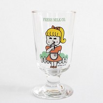일러스트 빈티지 유리잔 230ml, 프레쉬밀크, 1개