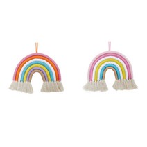 비솔 무지개 마크라메 벽장식 2종 세트, 러블리핑크