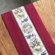 알럽홈 린넨 전통자수패턴 테이블러너, 레드, 30 x 150 cm