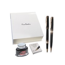 피에르가르뎅 리그랜드 만년필 + 볼펜 1.0mm + 병잉크 + 잉크카트리지 + 기프트박스 세트, F, 블랙