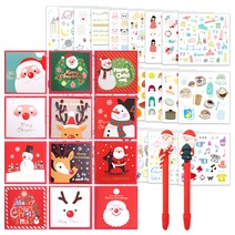 투영디자인 X mas 카드 12종 + 산타볼펜 랜덤발송 2p + 인스 스티커 28종 세트, 혼합색상, 1세트
