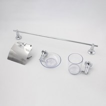 욕실악세사리 4종 세트, 실버,투명, 1세트