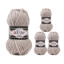 마마니트 슈퍼라나 메가필 털실 4p, 152 오트밀, 55m