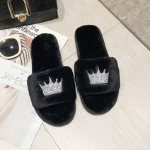 베스트유통 여성용 크라운 퍼 거실 슬리퍼