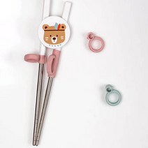 인디베어 아동용 연습용 교정 젓가락, 분홍, 1개