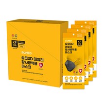 숨코 3D 데일리 황사방역용 마스크 대형플러스 KF94 블랙, 20개, 5매입