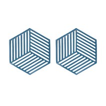 Threeofus 북유럽풍 모던 티컵 받침대, 2개, 네이비 빗살 스타일