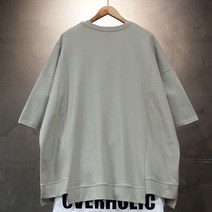 오버홀릭 남성용 박스 오버핏 절개 맨투맨 반팔티