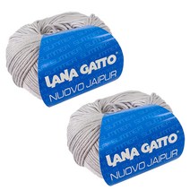 라나가또 자이푸르 면 뜨개실 2p, 7837 실버, 2개