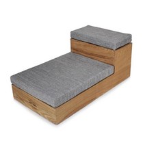 오모펫 원목 강아지 계단 2단 침대형, 우드 + 그레이