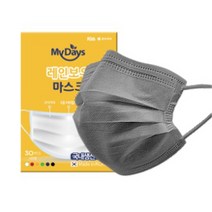 마이데이즈 MB필터 레인보우 일회용 컬러 덴탈 마스크 중형 M, 30개입, 1개, 아마존 그레이